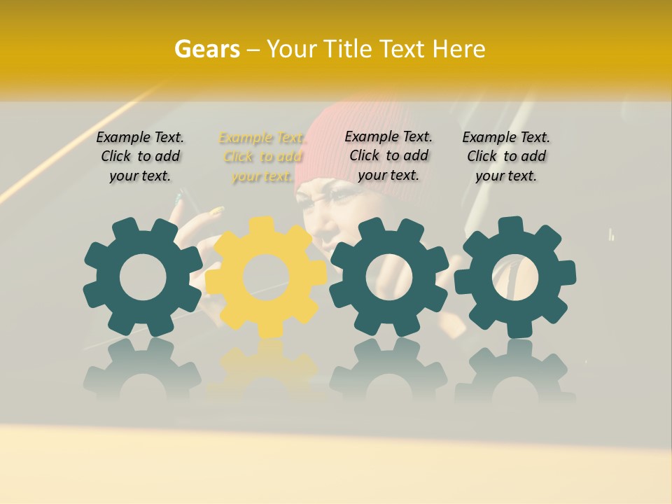 A Woman Driving A Car With A Cell Phone In Her Hand PowerPoint Template