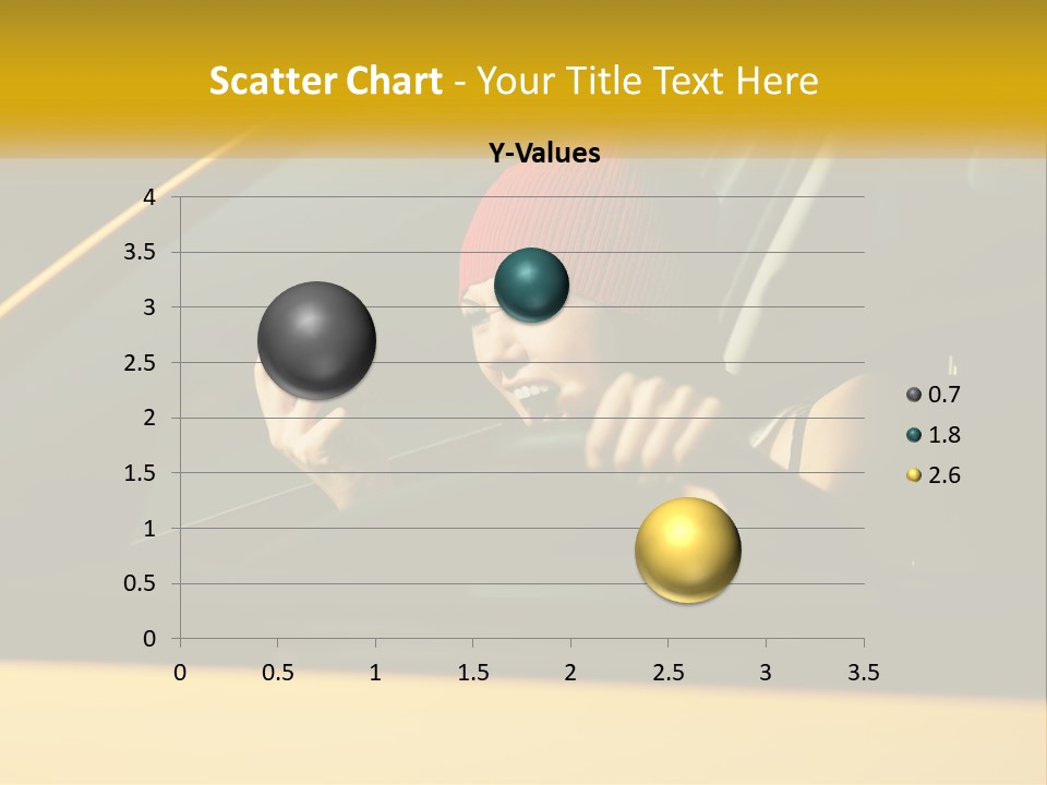 A Woman Driving A Car With A Cell Phone In Her Hand PowerPoint Template