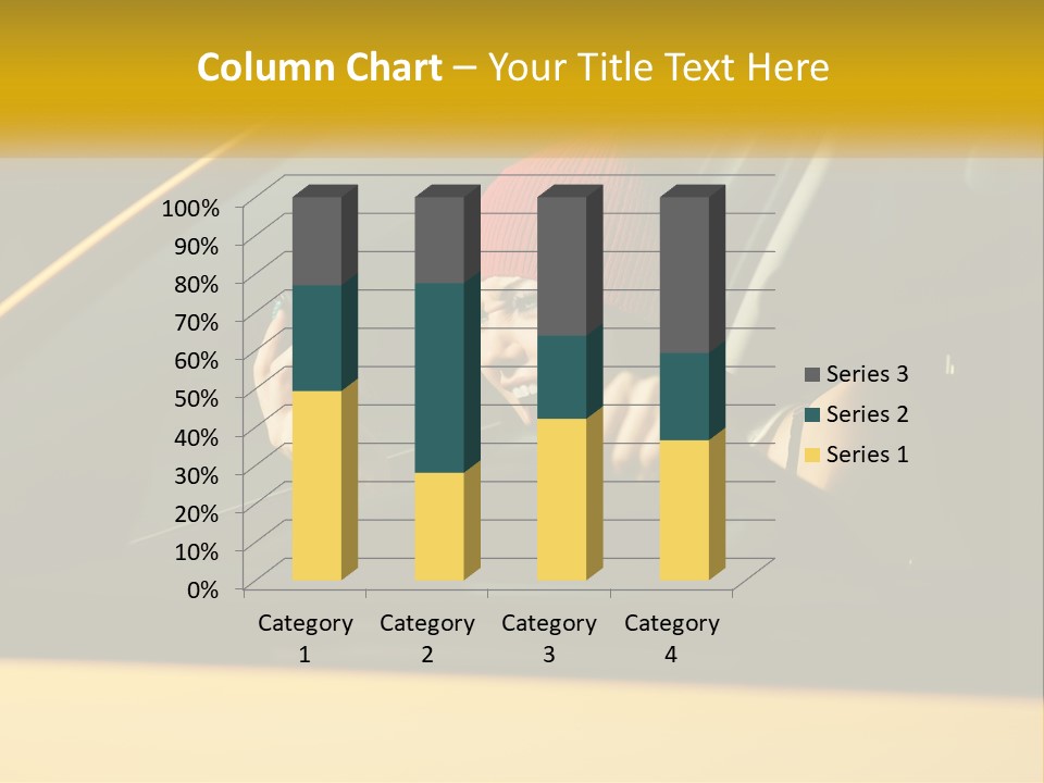 A Woman Driving A Car With A Cell Phone In Her Hand PowerPoint Template