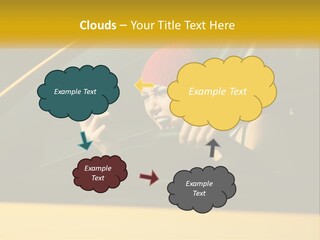 A Woman Driving A Car With A Cell Phone In Her Hand PowerPoint Template