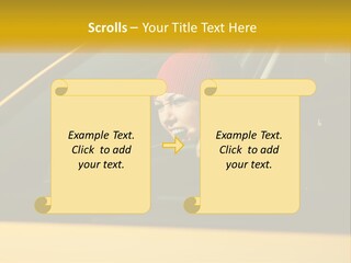 A Woman Driving A Car With A Cell Phone In Her Hand PowerPoint Template