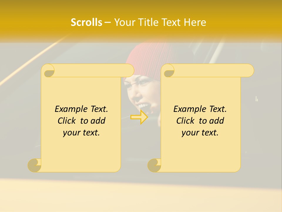 A Woman Driving A Car With A Cell Phone In Her Hand PowerPoint Template