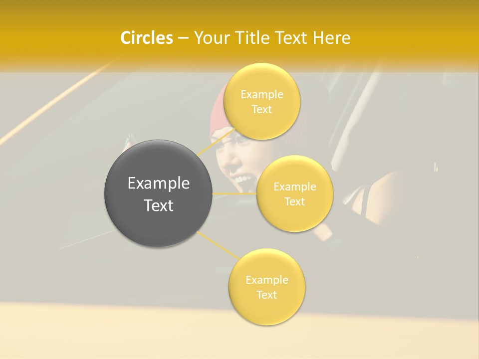 A Woman Driving A Car With A Cell Phone In Her Hand PowerPoint Template