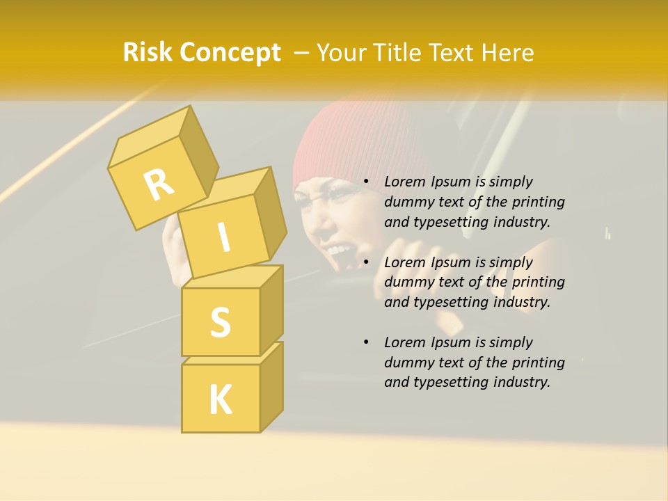 A Woman Driving A Car With A Cell Phone In Her Hand PowerPoint Template