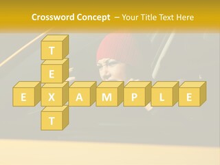 A Woman Driving A Car With A Cell Phone In Her Hand PowerPoint Template