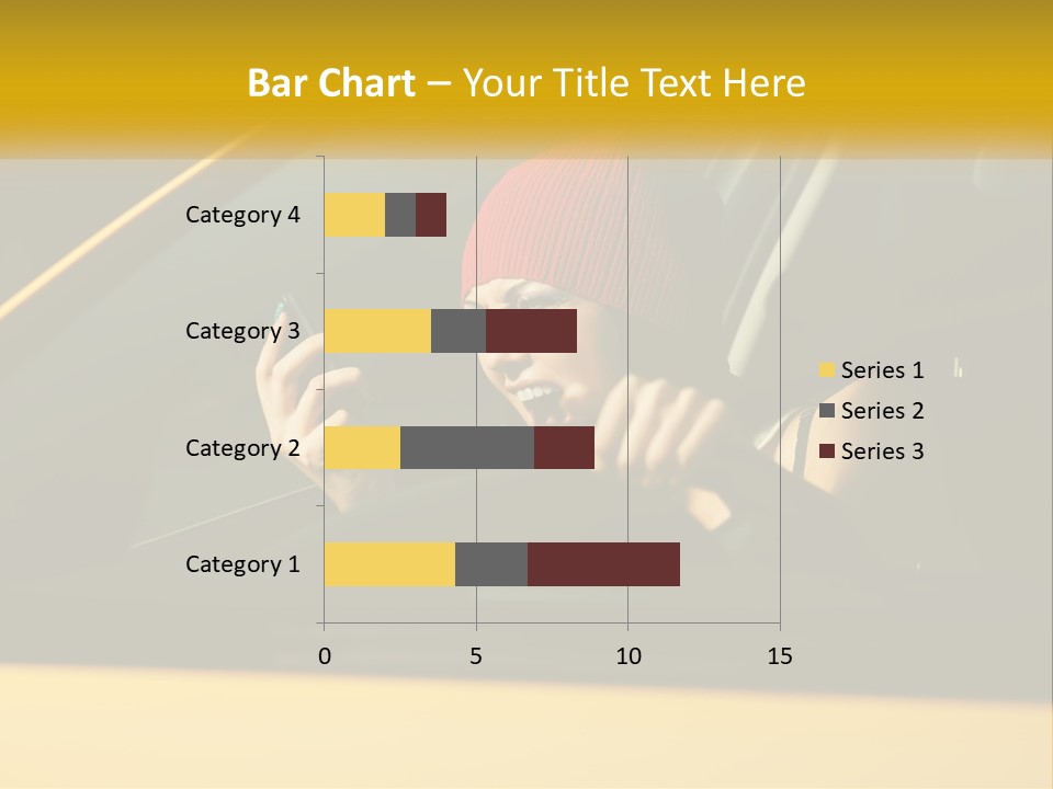 A Woman Driving A Car With A Cell Phone In Her Hand PowerPoint Template