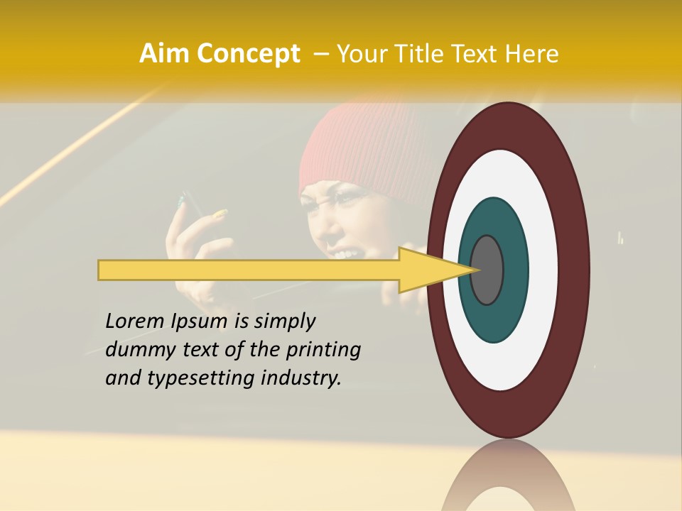 A Woman Driving A Car With A Cell Phone In Her Hand PowerPoint Template