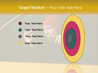 A Woman Driving A Car With A Cell Phone In Her Hand PowerPoint Template