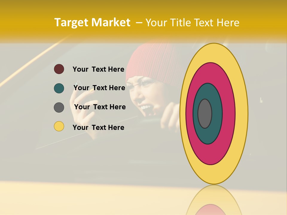 A Woman Driving A Car With A Cell Phone In Her Hand PowerPoint Template