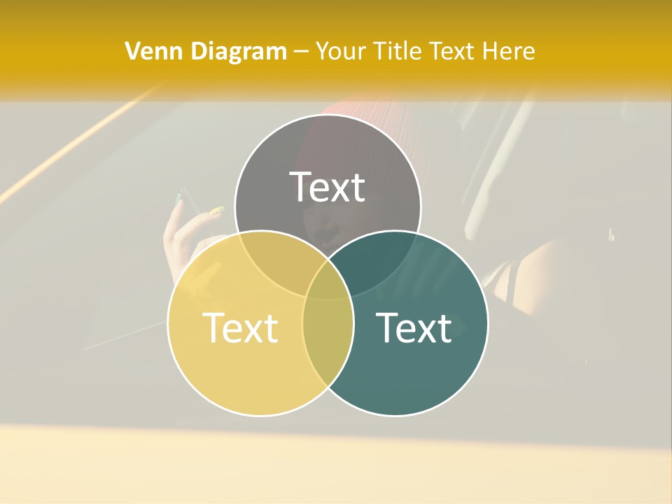 A Woman Driving A Car With A Cell Phone In Her Hand PowerPoint Template