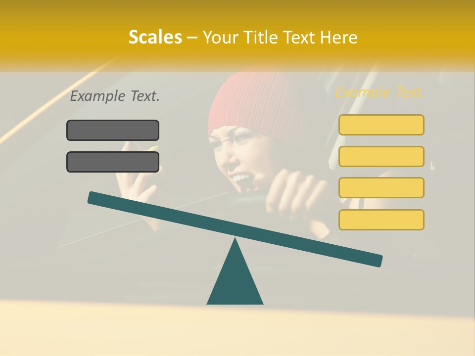 A Woman Driving A Car With A Cell Phone In Her Hand PowerPoint Template