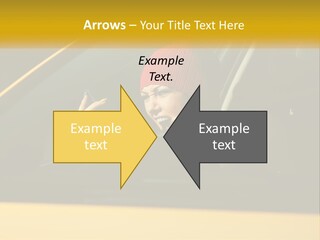 A Woman Driving A Car With A Cell Phone In Her Hand PowerPoint Template