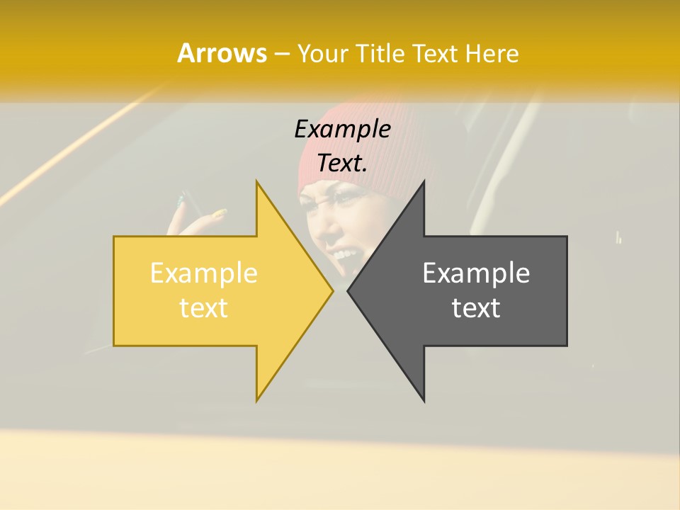 A Woman Driving A Car With A Cell Phone In Her Hand PowerPoint Template