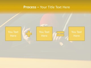 A Woman Driving A Car With A Cell Phone In Her Hand PowerPoint Template