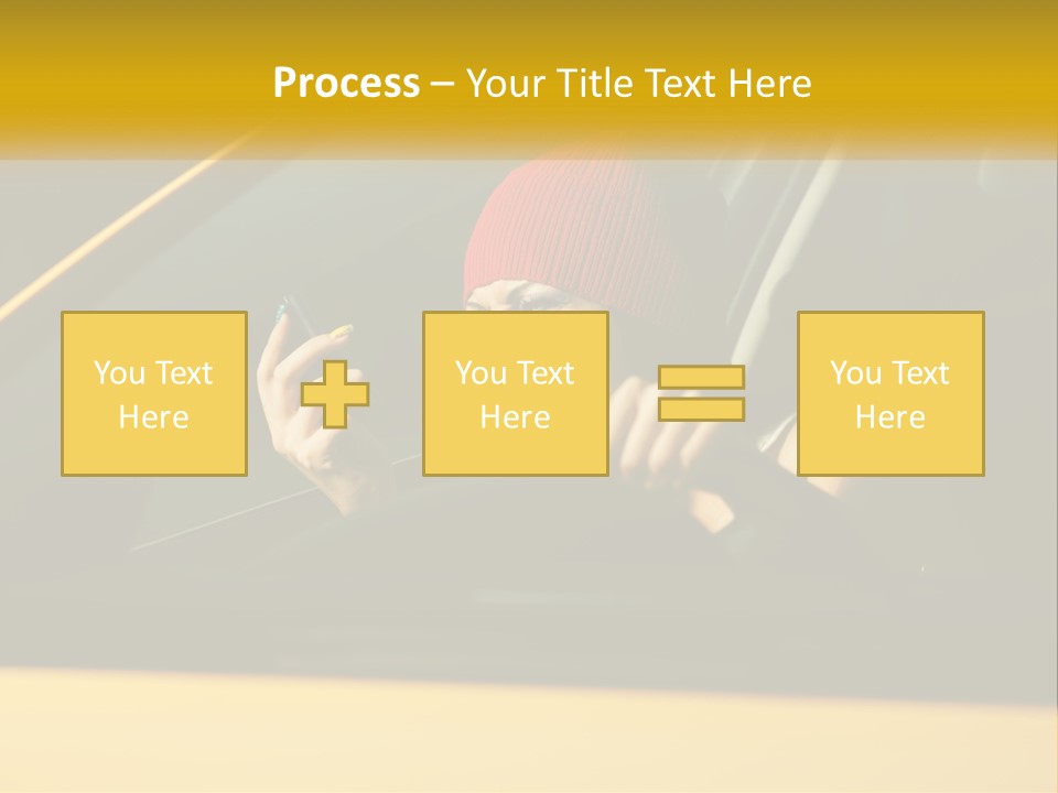 A Woman Driving A Car With A Cell Phone In Her Hand PowerPoint Template