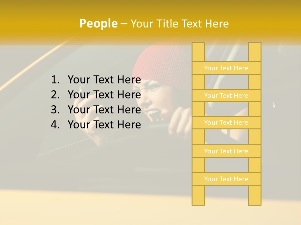 A Woman Driving A Car With A Cell Phone In Her Hand PowerPoint Template