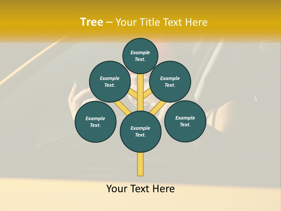 A Woman Driving A Car With A Cell Phone In Her Hand PowerPoint Template