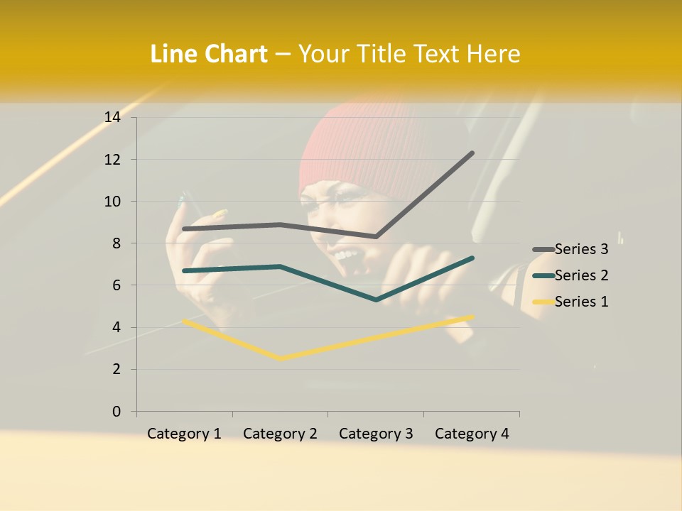 A Woman Driving A Car With A Cell Phone In Her Hand PowerPoint Template