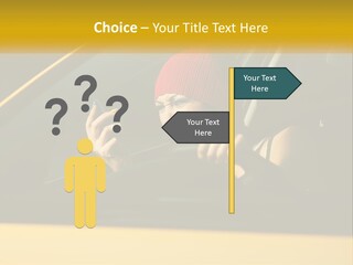 A Woman Driving A Car With A Cell Phone In Her Hand PowerPoint Template