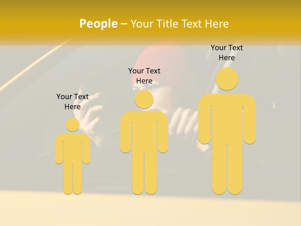 A Woman Driving A Car With A Cell Phone In Her Hand PowerPoint Template