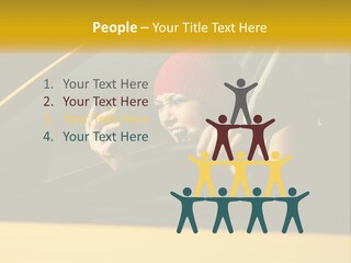 A Woman Driving A Car With A Cell Phone In Her Hand PowerPoint Template