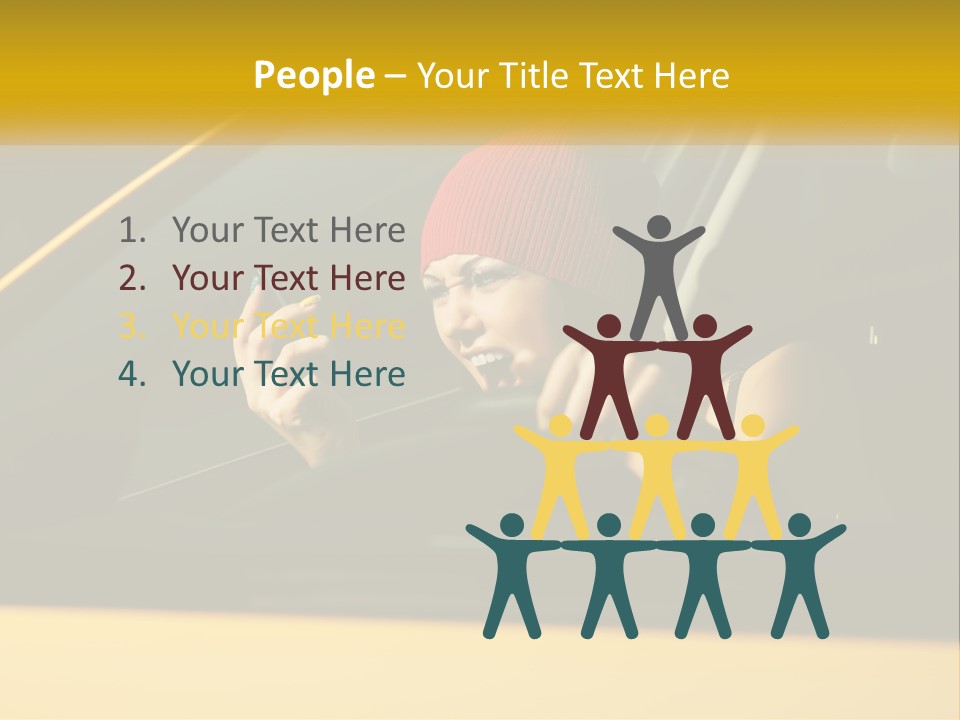 A Woman Driving A Car With A Cell Phone In Her Hand PowerPoint Template