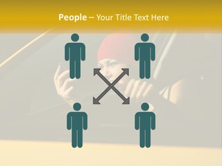 A Woman Driving A Car With A Cell Phone In Her Hand PowerPoint Template