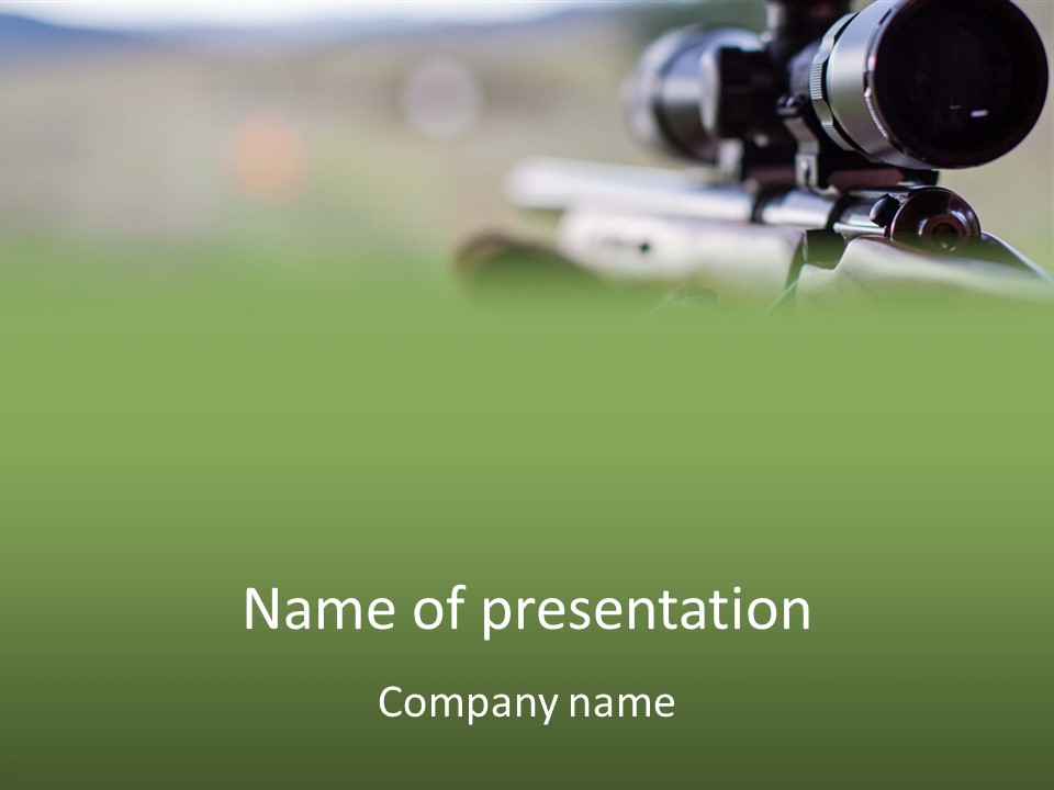 A Rifle With A Scope On A Green Background PowerPoint Template