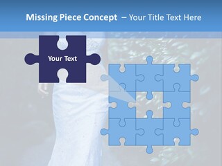 A Woman In A White Dress Is Walking Down A Path PowerPoint Template