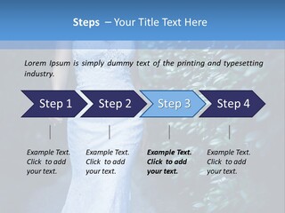 A Woman In A White Dress Is Walking Down A Path PowerPoint Template