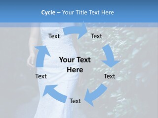 A Woman In A White Dress Is Walking Down A Path PowerPoint Template