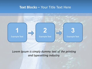 A Woman In A White Dress Is Walking Down A Path PowerPoint Template