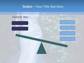 A Woman In A White Dress Is Walking Down A Path PowerPoint Template