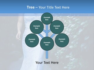 A Woman In A White Dress Is Walking Down A Path PowerPoint Template