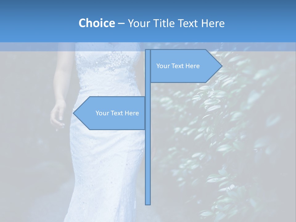 A Woman In A White Dress Is Walking Down A Path PowerPoint Template