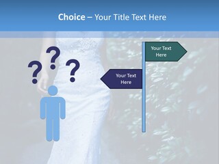 A Woman In A White Dress Is Walking Down A Path PowerPoint Template
