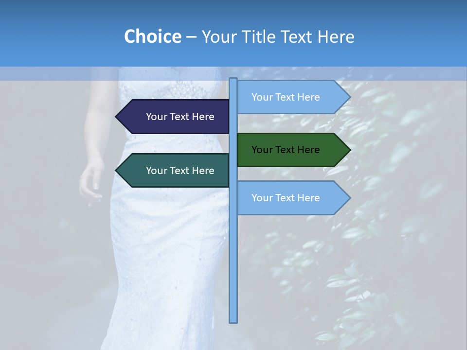 A Woman In A White Dress Is Walking Down A Path PowerPoint Template