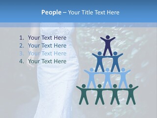 A Woman In A White Dress Is Walking Down A Path PowerPoint Template