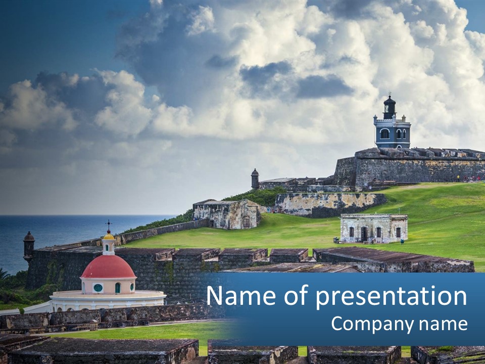 A Castle On Top Of A Hill Near The Ocean PowerPoint Template