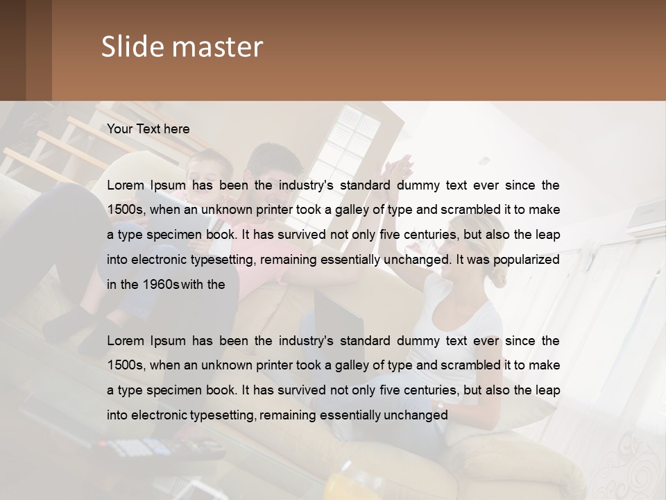 A Man And Woman Sitting On A Couch With A Child PowerPoint Template