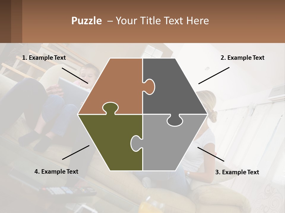 A Man And Woman Sitting On A Couch With A Child PowerPoint Template