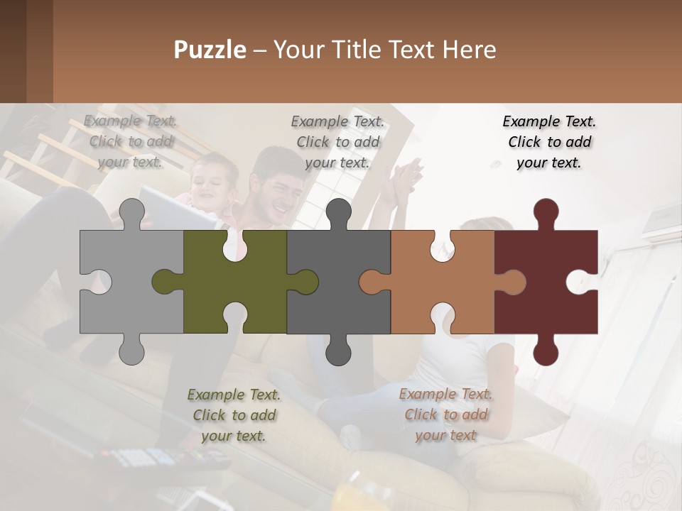 A Man And Woman Sitting On A Couch With A Child PowerPoint Template