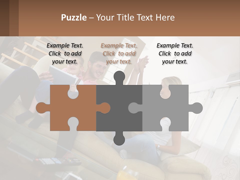 A Man And Woman Sitting On A Couch With A Child PowerPoint Template