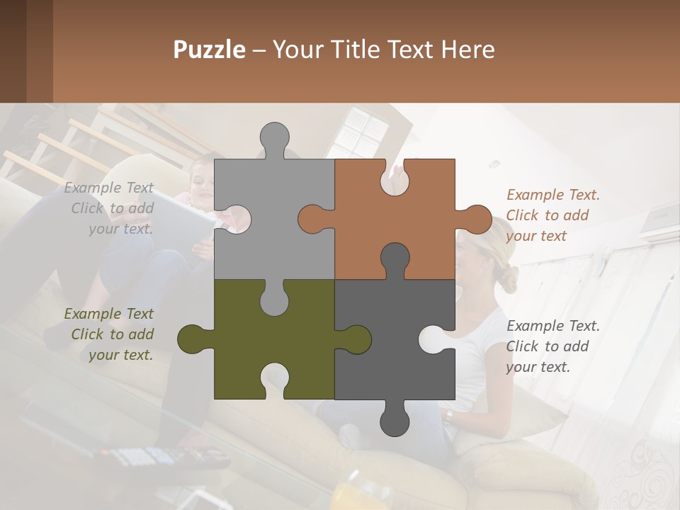 A Man And Woman Sitting On A Couch With A Child PowerPoint Template