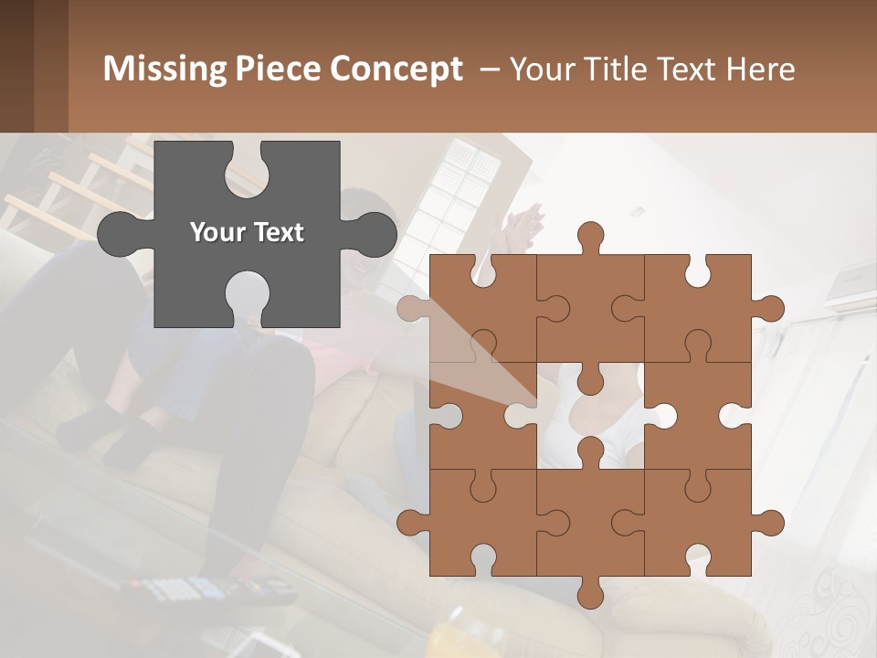 A Man And Woman Sitting On A Couch With A Child PowerPoint Template