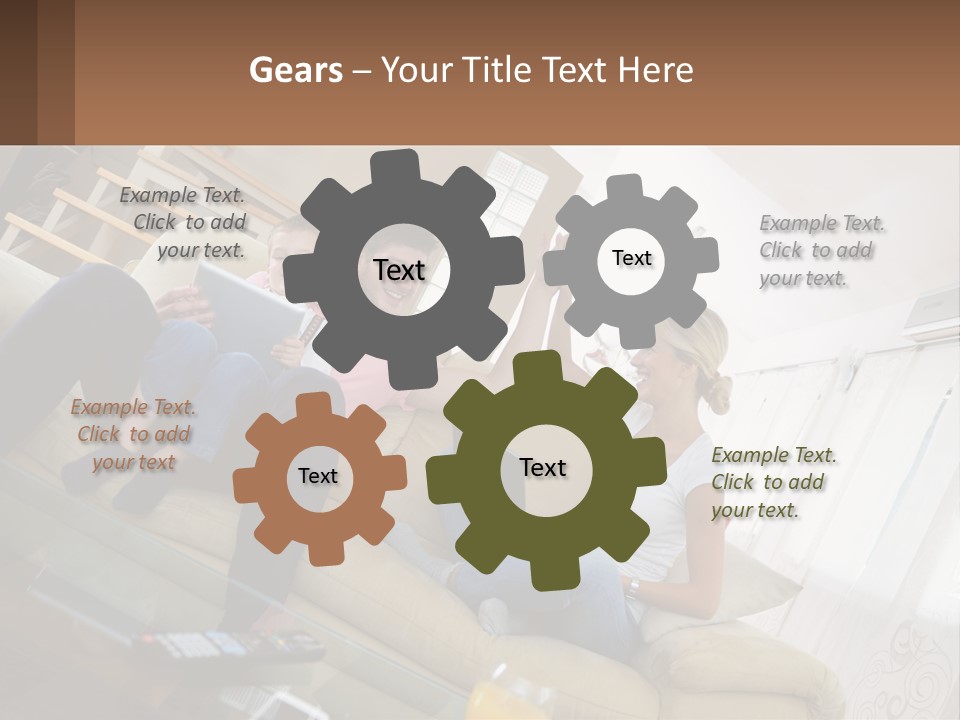 A Man And Woman Sitting On A Couch With A Child PowerPoint Template