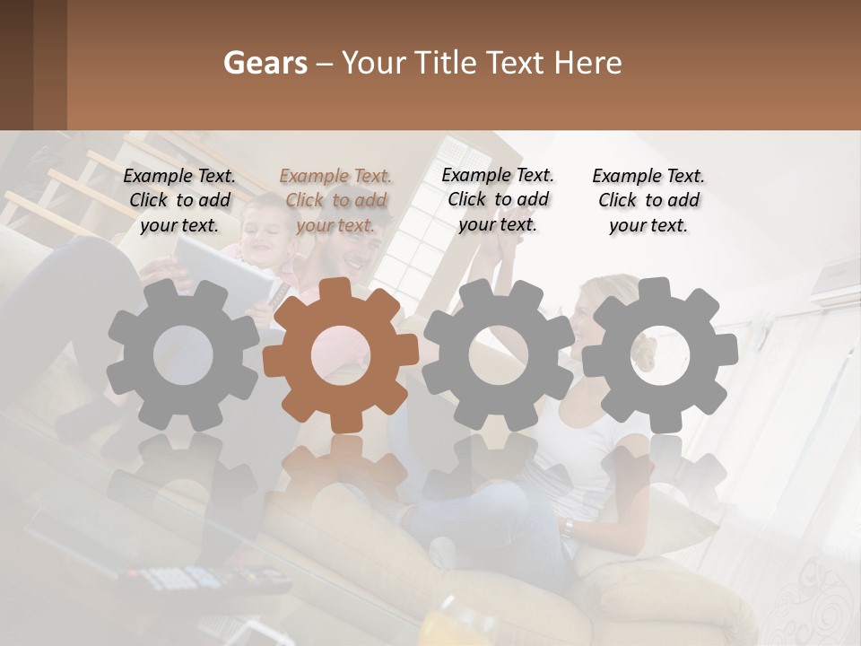 A Man And Woman Sitting On A Couch With A Child PowerPoint Template