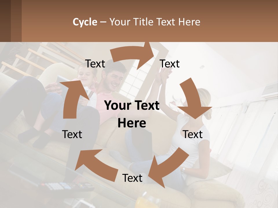 A Man And Woman Sitting On A Couch With A Child PowerPoint Template