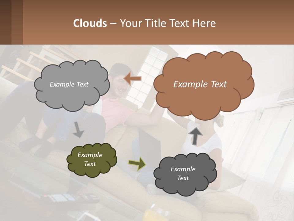 A Man And Woman Sitting On A Couch With A Child PowerPoint Template
