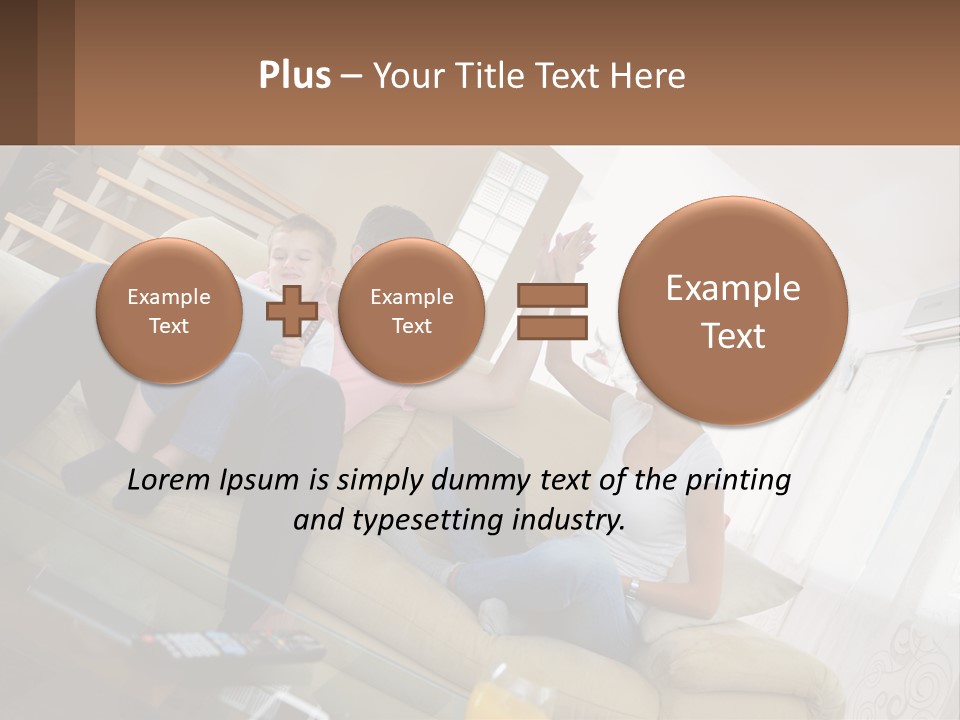 A Man And Woman Sitting On A Couch With A Child PowerPoint Template